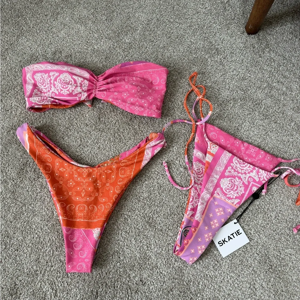 Skatie Montana print/Paisley 3 piece Bikini Set - Picture 1 of 4